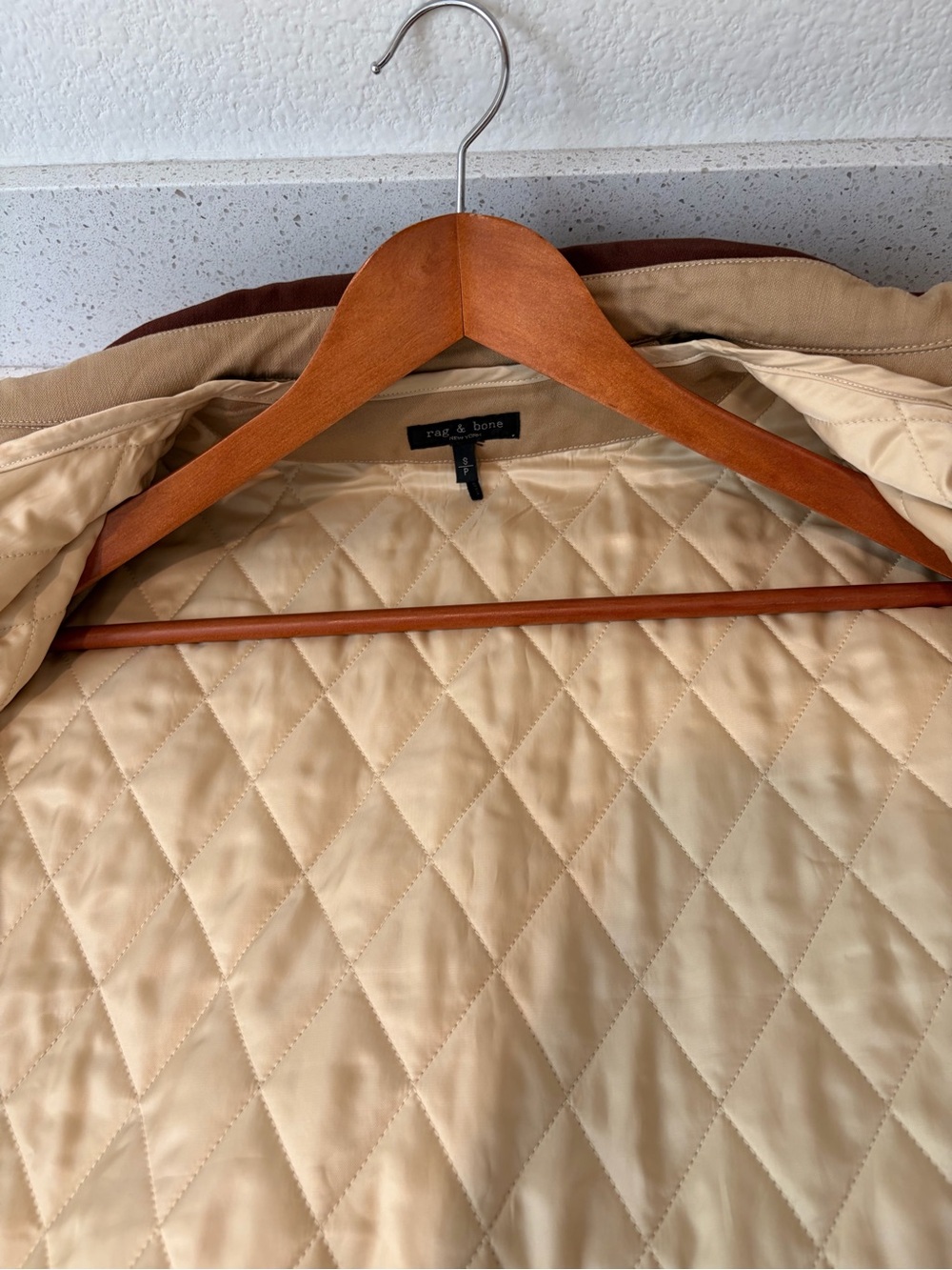 Rag & Bone Women's Tan Cotton Blend Work Jacket with Brown Collar - Picture 5 of 7